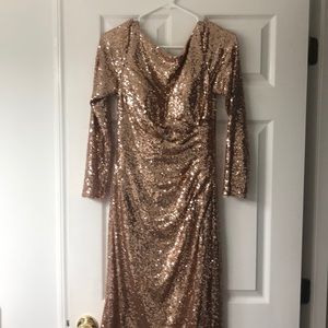 Christina Wu Rose Gold Sequin Formal gown
